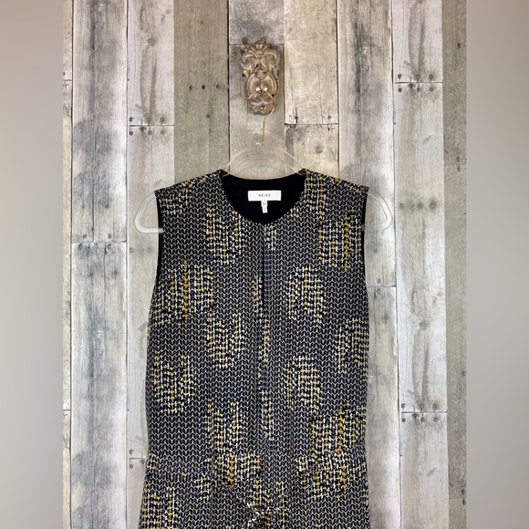 REISS Stefania Printed Dress in Black Yellow Multi Size 8. - Picture 5 of 16